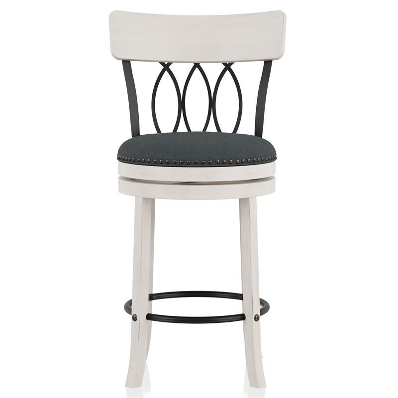 Furniture of America Beka Wood 24-Inch Swivel Bar Stool in Sea White (Set of 2)