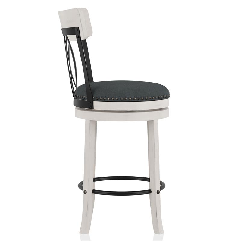 Furniture of America Beka Wood 24-Inch Swivel Bar Stool in Sea White (Set of 2)