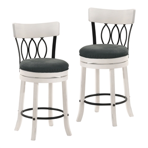 Furniture of America Beka Wood 24-Inch Swivel Bar Stool in Sea White (Set of 2)