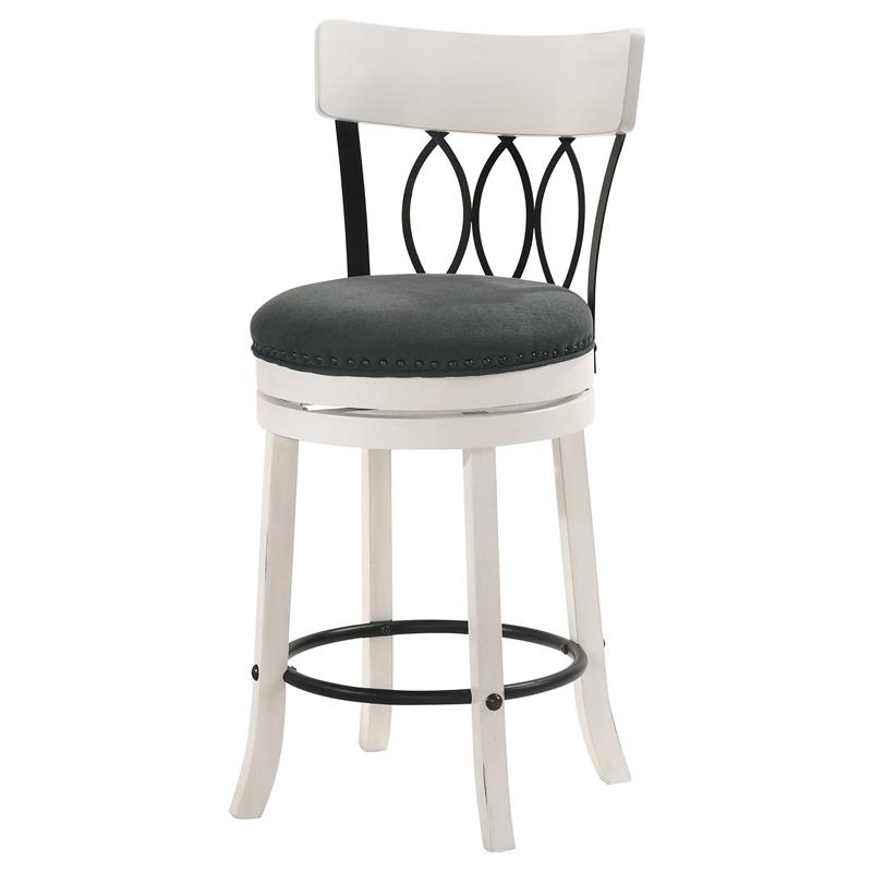 Furniture of America Beka Wood 24-Inch Swivel Bar Stool in Sea White (Set of 2)
