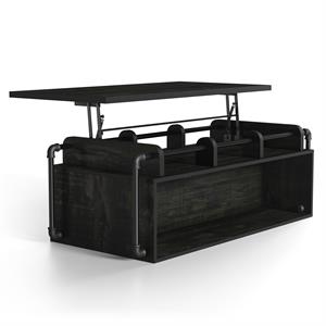 furniture of america karin wood lift-top coffee table in black oak
