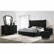 FOA Sakan 5pc Black Fabric Bedroom Set-Queen+2 Nightstands+Dresser+Mirror