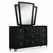 FOA Sakan 5pc Black Fabric Bedroom Set-Queen+2 Nightstands+Dresser+Mirror