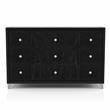 FOA Sakan 5pc Black Fabric Bedroom Set-Queen+2 Nightstands+Dresser+Mirror