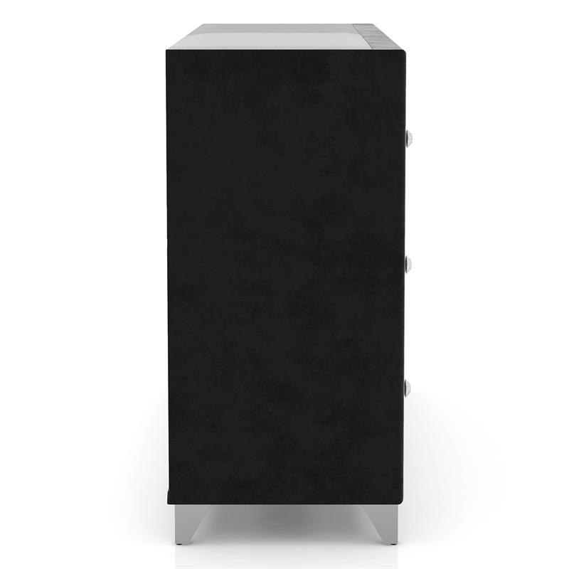 FOA Sakan 5pc Black Fabric Bedroom Set-Queen+2 Nightstands+Dresser+Mirror