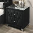 FOA Sakan 5pc Black Fabric Bedroom Set-Queen+2 Nightstands+Dresser+Mirror