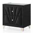 FOA Sakan 5pc Black Fabric Bedroom Set-Queen+2 Nightstands+Dresser+Mirror