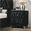 FOA Sakan 5pc Black Fabric Bedroom Set-Queen+2 Nightstands+Dresser+Mirror