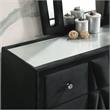 FOA Sakan 5pc Black Fabric Bedroom Set-Queen+2 Nightstands+Dresser+Mirror
