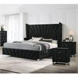 Furniture of America Sakan 3pc Black Fabric Bedroom Set-Queen + 2 Nightstands