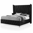 Furniture of America Sakan 3pc Black Fabric Bedroom Set-Queen + 2 Nightstands