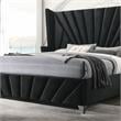 Furniture of America Sakan 3pc Black Fabric Bedroom Set-Queen + 2 Nightstands