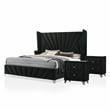 Furniture of America Sakan 3pc Black Fabric Bedroom Set-Queen + 2 Nightstands