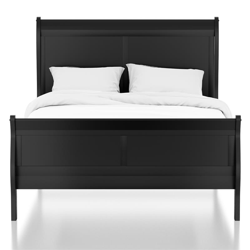 Furniture of America Jussy Transitional Solid Wood Full Sleigh Bed in Black
