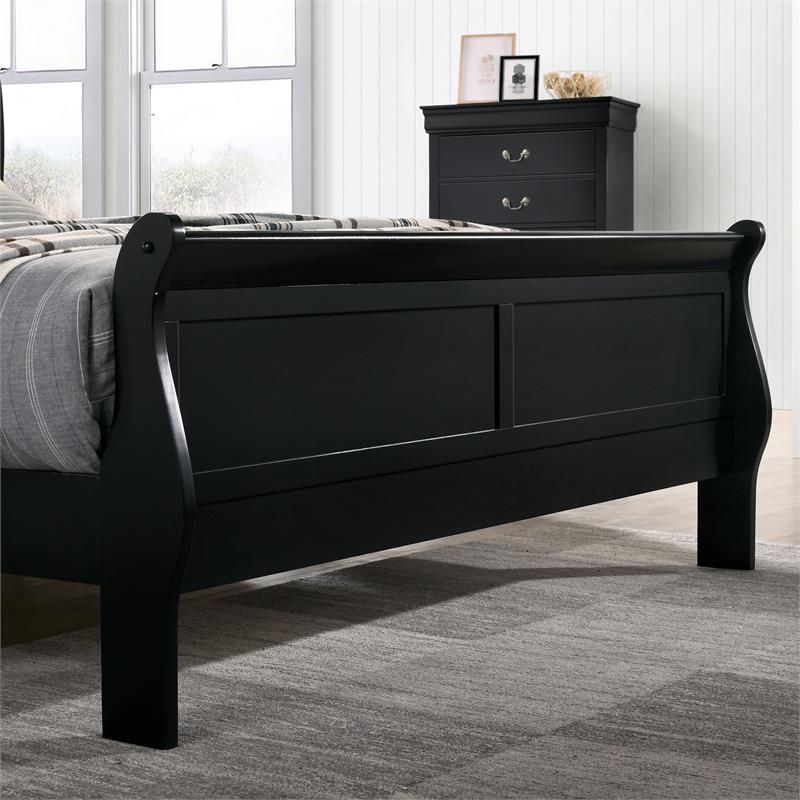 Furniture of America Jussy Transitional Solid Wood Full Sleigh Bed in Black