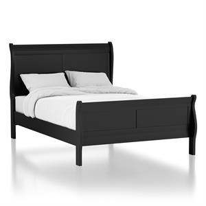 Furniture of America Jussy Transitional Solid Wood Full Sleigh Bed in Black