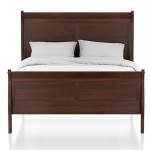 Furniture of America Jussy Transitional Solid Wood Full Sleigh Bed in Cherry