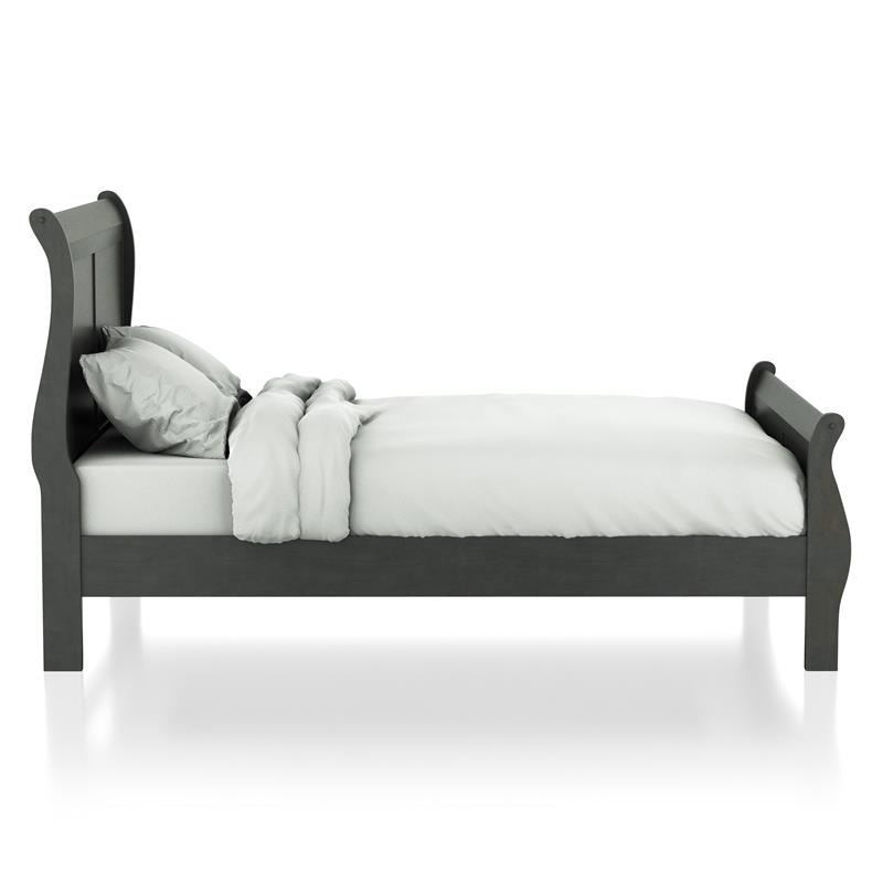 Furniture of America Jussy Transitional Solid Wood Full Sleigh Bed in Gray