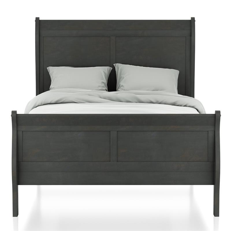 Furniture of America Jussy Transitional Solid Wood Full Sleigh Bed in Gray