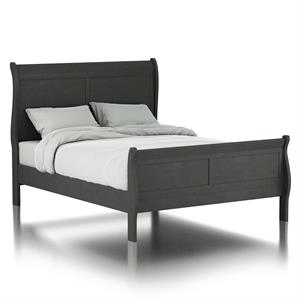 Furniture of America Jussy Transitional Solid Wood Full Sleigh Bed in Gray
