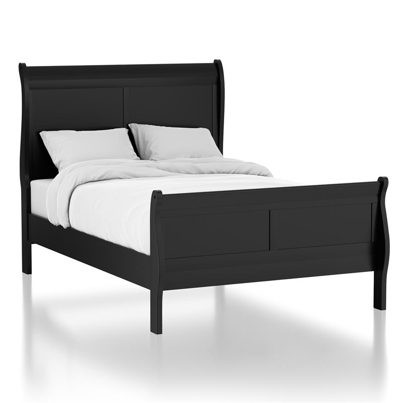 Furniture of America Jussy Transitional Solid Wood Twin Sleigh Bed in Black