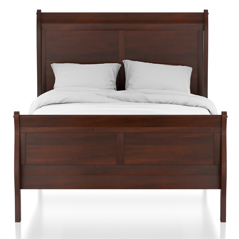 Furniture of America Jussy Transitional Solid Wood Twin Sleigh Bed in Cherry