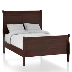furniture of america jussy transitional solid wood twin sleigh bed in cherry