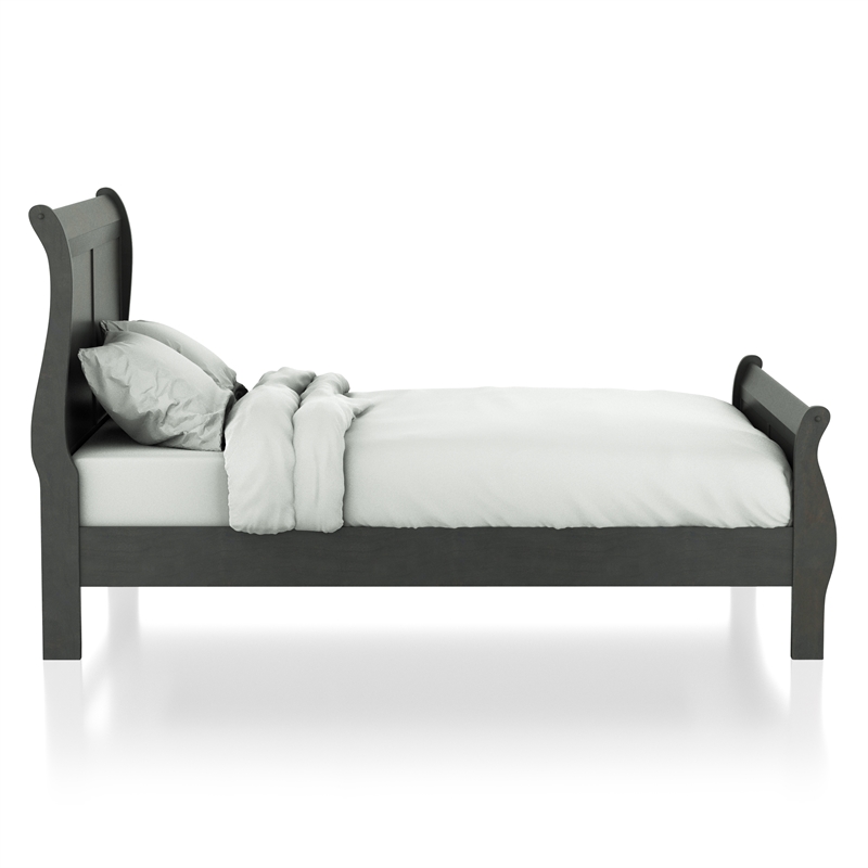 Furniture of America Jussy Transitional Solid Wood Twin Sleigh Bed in Gray