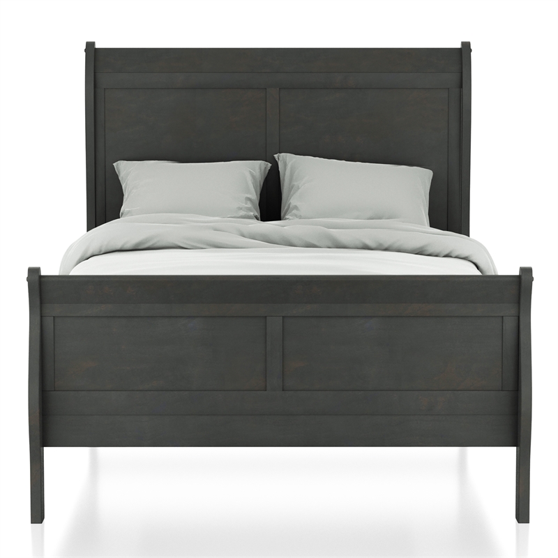 Furniture of America Jussy Transitional Solid Wood Twin Sleigh Bed in Gray