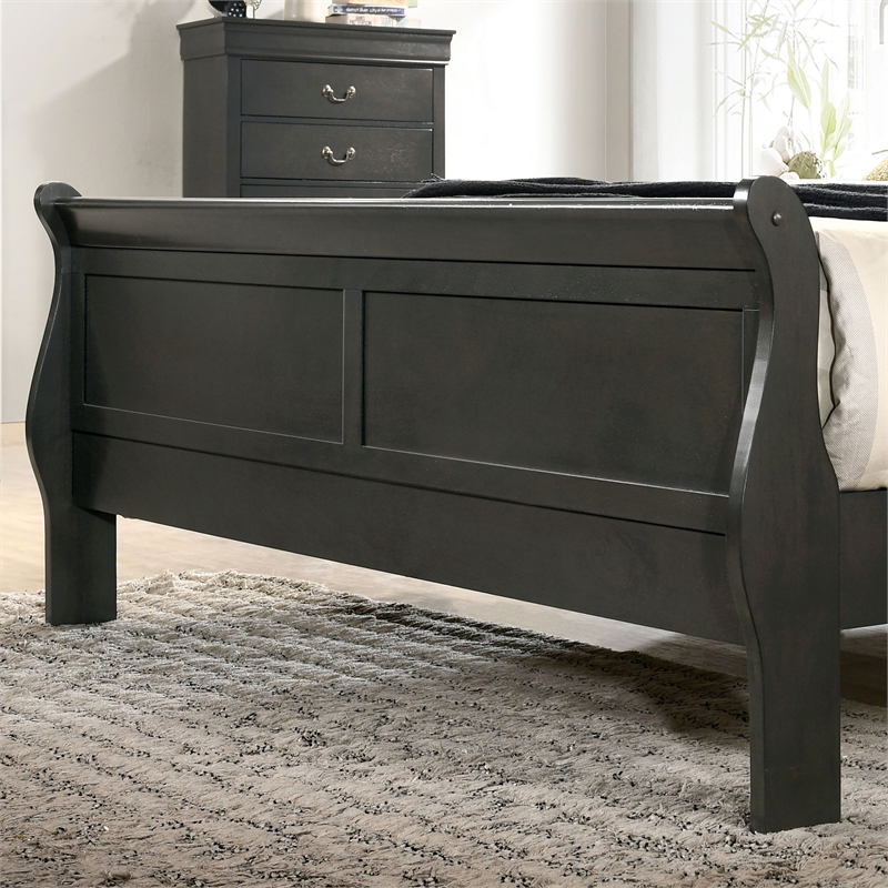 Furniture of America Jussy Transitional Solid Wood Twin Sleigh Bed in Gray