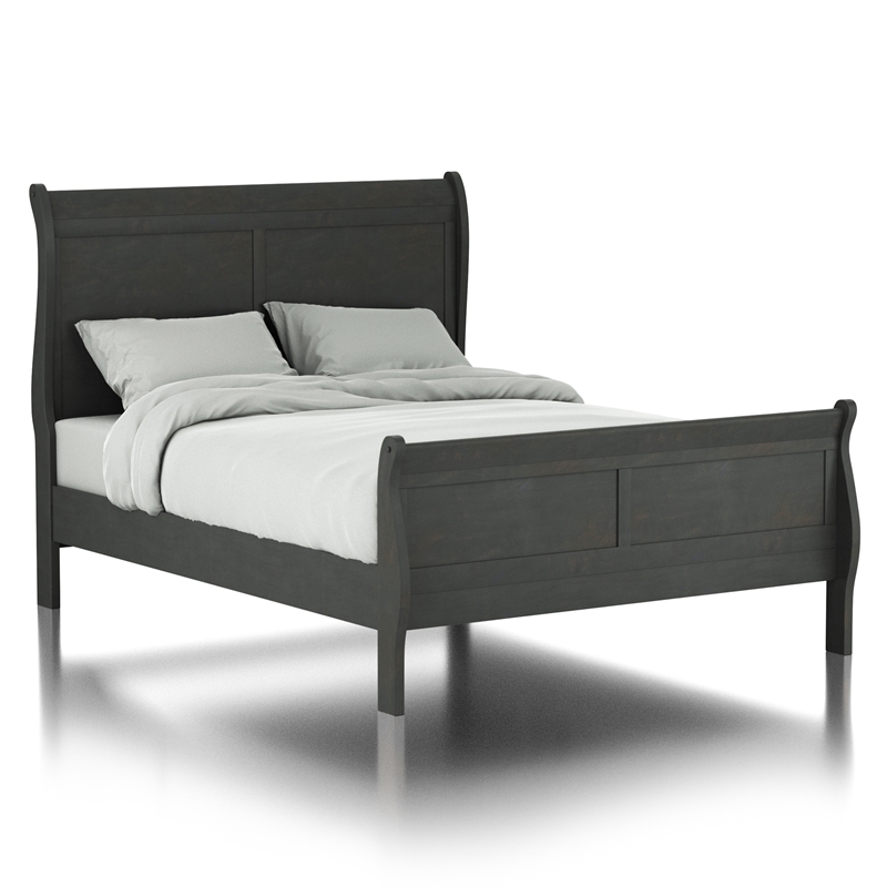 Furniture of America Jussy Transitional Solid Wood Twin Sleigh Bed in Gray