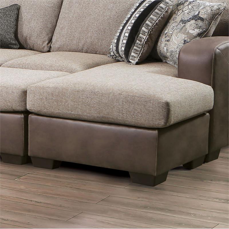 Furniture of America Dalla Microfiber Upholstered Sectional in Brown