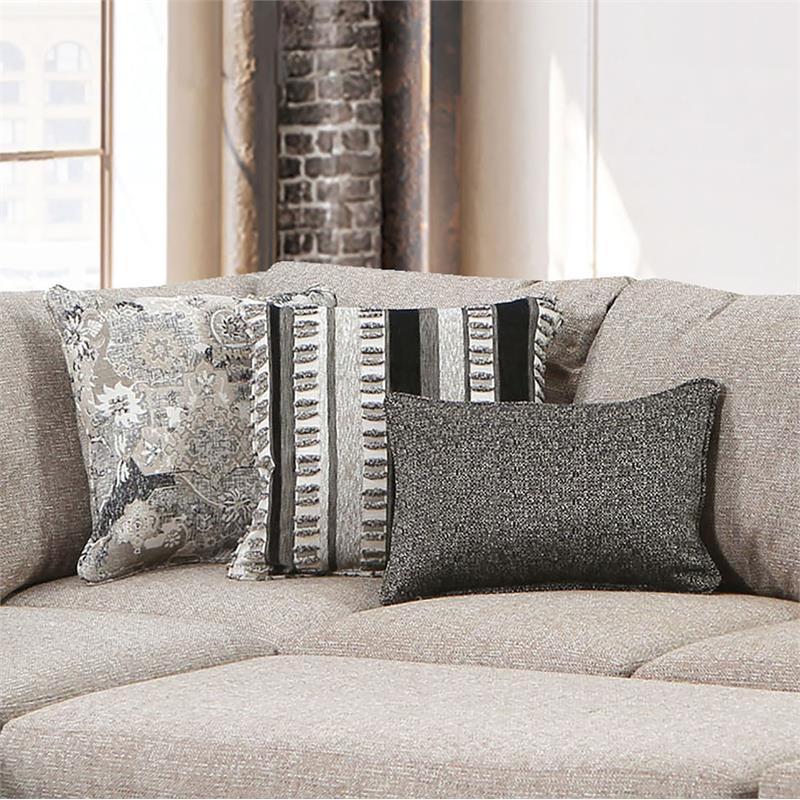 Furniture of America Dalla Microfiber Upholstered Sectional in Brown