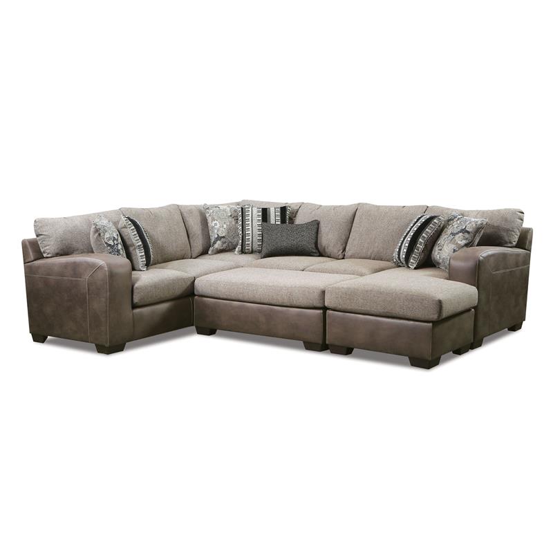 Furniture of America Dalla Microfiber Upholstered Sectional in Brown