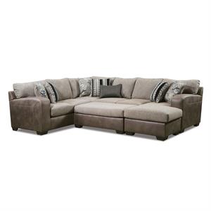 Furniture of America Dalla Microfiber Upholstered Sectional in Brown