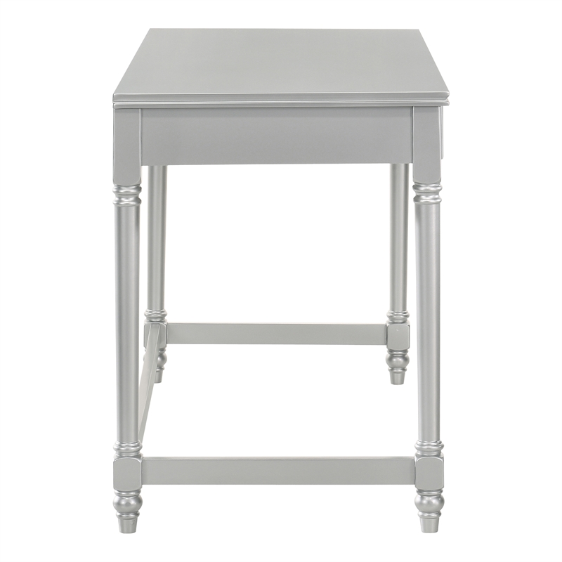 Furniture of America Limous Wood 2-Piece Writing Desk and Chair in Silver