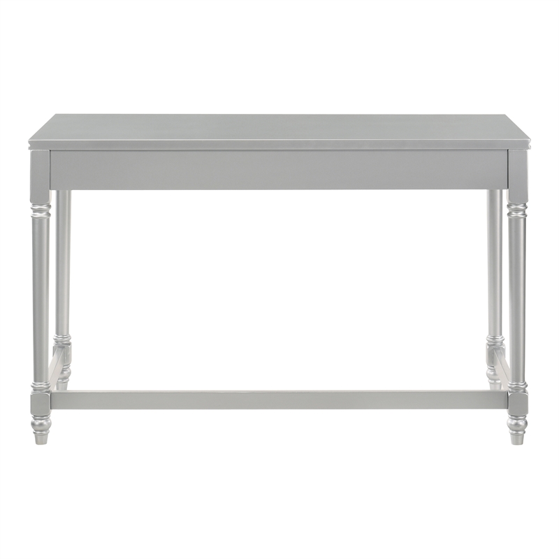 Furniture of America Limous Wood 2-Piece Writing Desk and Chair in Silver