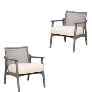 foa averill wood cushioned accent chair in gray wash set of 2