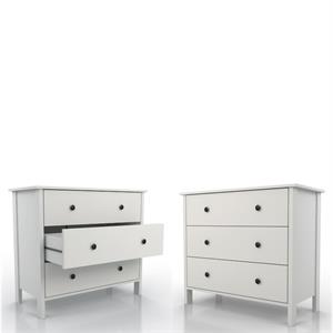 furniture of america reyes rustic wood 3-drawer dresser in white set of 2