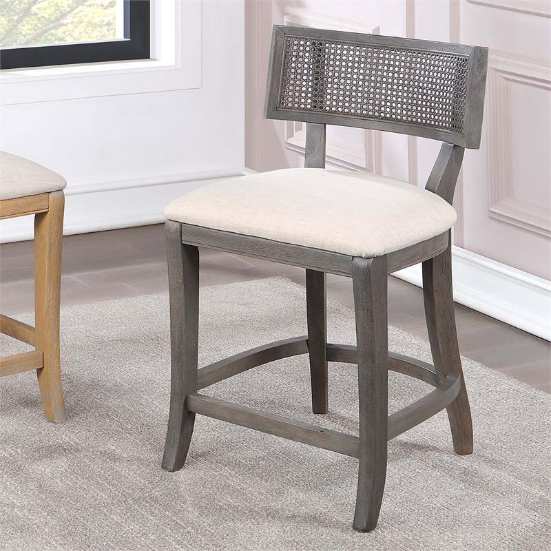 FOA Averill Wood Counter Height Chair in Gray Set of 4