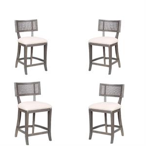 FOA Averill Wood Counter Height Chair in Gray Set of 4