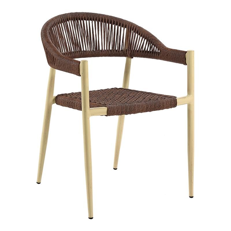 Furniture of America Clark Aluminum Patio Dining Chair in Natural