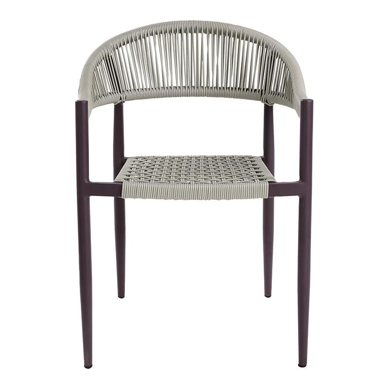 Furniture of America Clark Aluminum Patio Dining Chair in Dark Brown (Set of 2)