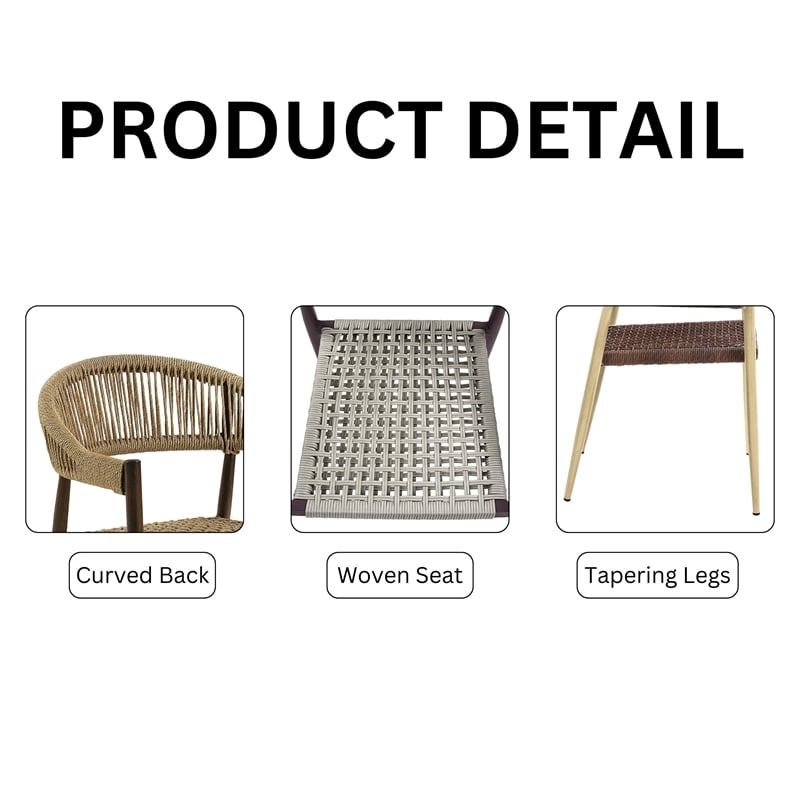 Furniture of America Clark Aluminum Patio Dining Chair in Dark Brown (Set of 2)