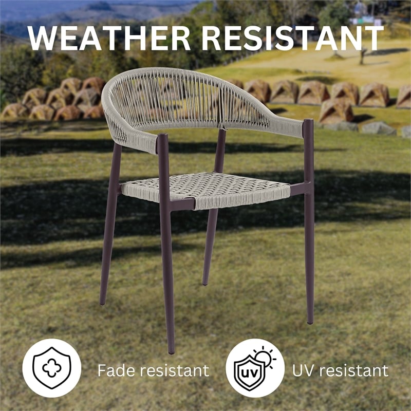 Furniture of America Clark Aluminum Patio Dining Chair in Dark Brown (Set of 2)