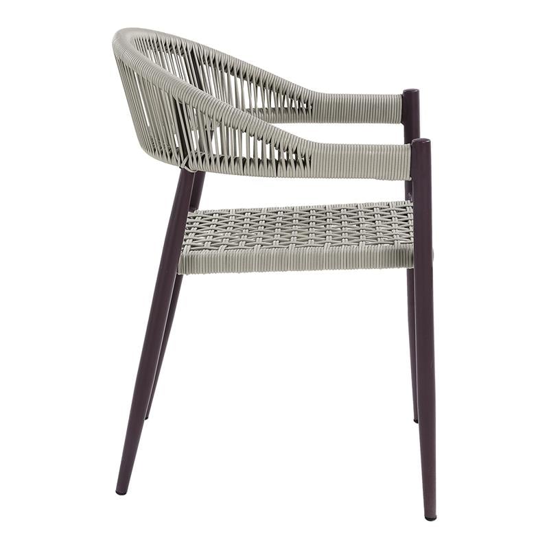 Furniture of America Clark Aluminum Patio Dining Chair in Dark Brown (Set of 2)