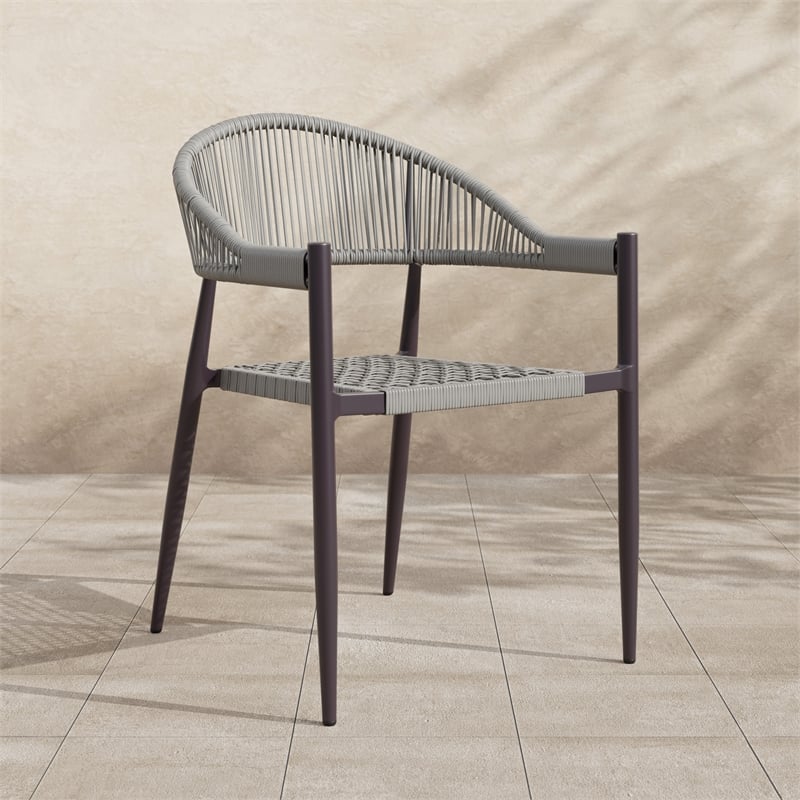 Furniture of America Clark Aluminum Patio Dining Chair in Dark Brown (Set of 2)