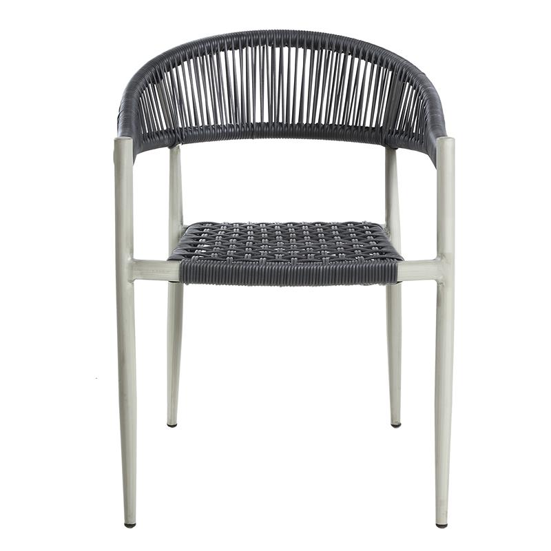Furniture of America Clark Aluminum Patio Dining Chair in Light Gray (Set of 2)