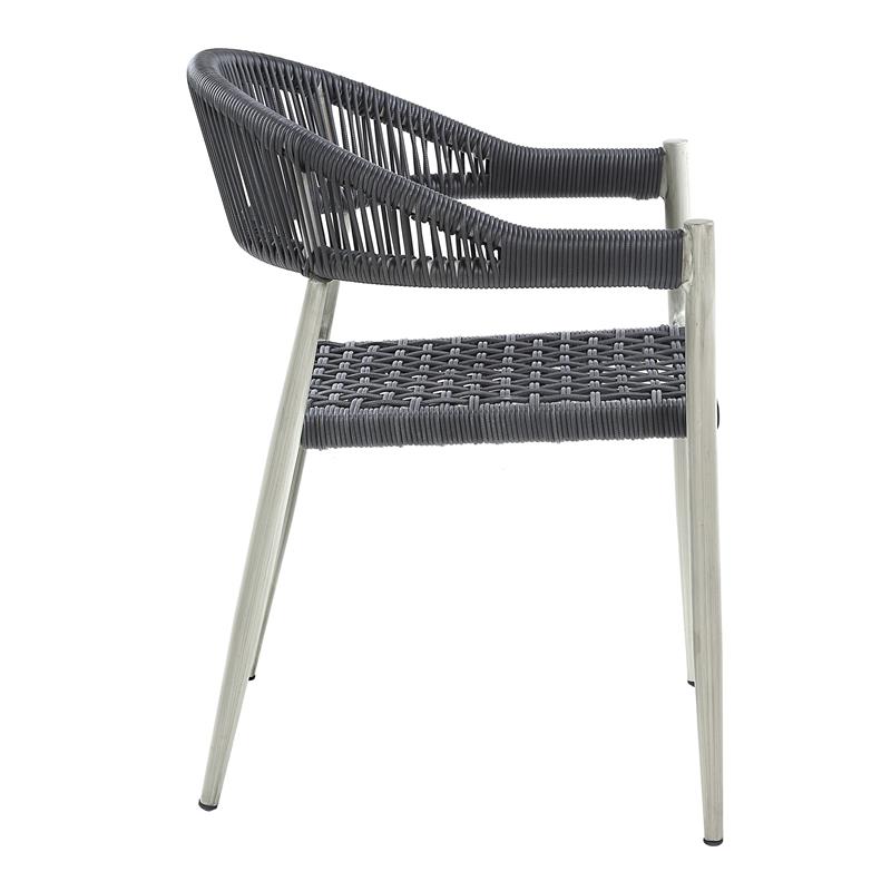 Furniture of America Clark Aluminum Patio Dining Chair in Light Gray (Set of 2)