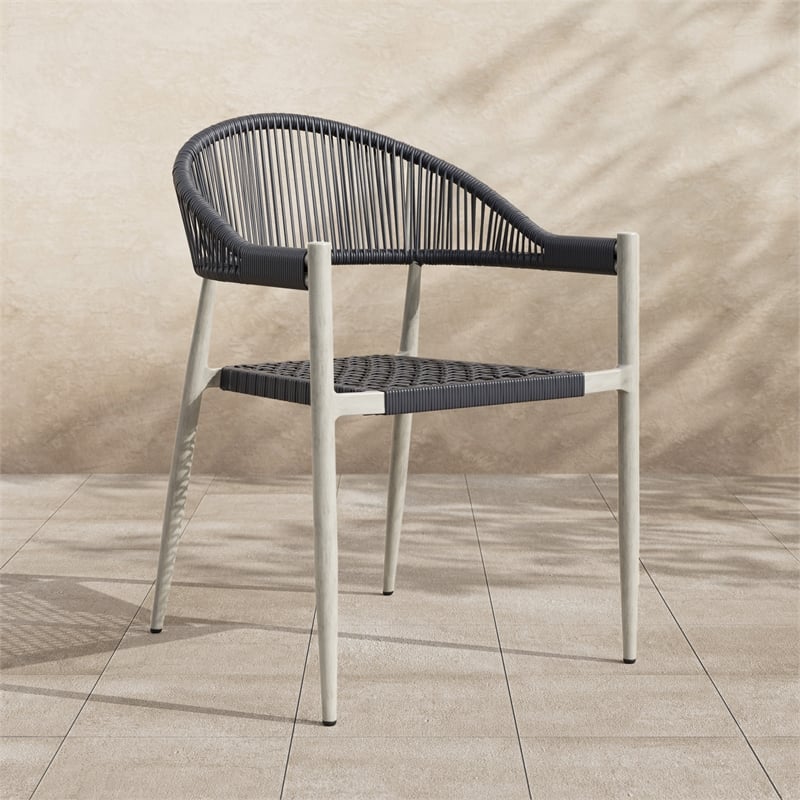 Furniture of America Clark Aluminum Patio Dining Chair in Light Gray (Set of 2)